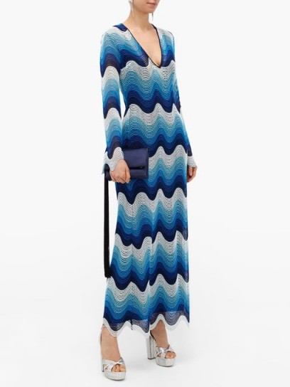 MARY KATRANTZOU Rolling in the Deep wave-crochet dress in blue