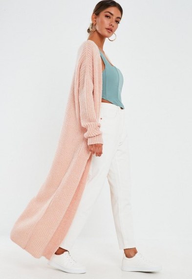 MISSGUIDED rose patch pocket knitted maxi cardigan – longline cardigans - flipped