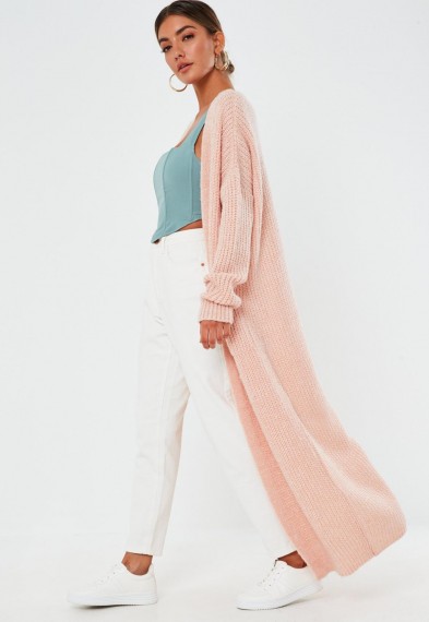 MISSGUIDED rose patch pocket knitted maxi cardigan – longline cardigans