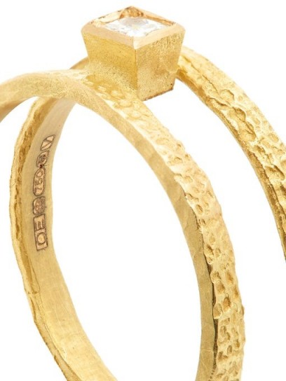 ORIT ELHANATI Roxy Graphic diamond & 18kt gold ring ~ hammered contemporary jewellery