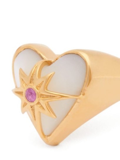 THEODORA WARRE Ruby, mother-of-pearl & gold-vermeil heart shaped ring - flipped