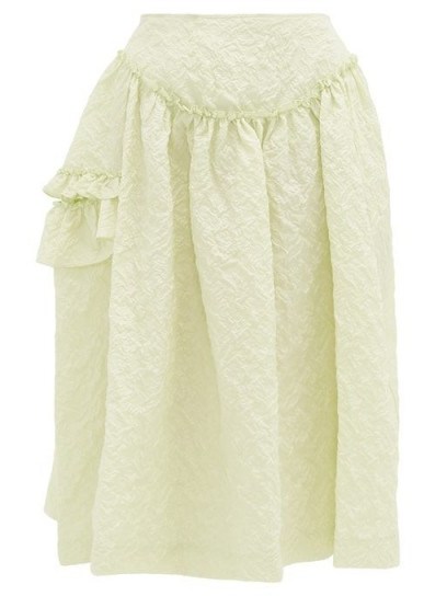 SIMONE ROCHA Ruffled floral-cloqué skirt in green – voluminous skirts - flipped