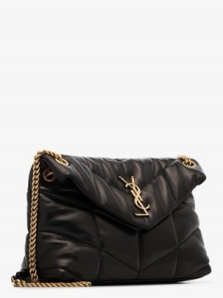 Saint Laurent Black Loulou Puffer Small Leather Shoulder Bag ~ classic quilted flap bags - flipped