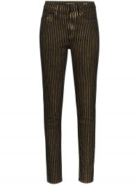SAINT LAURENT metallic striped skinny jeans / shimmering skinnies