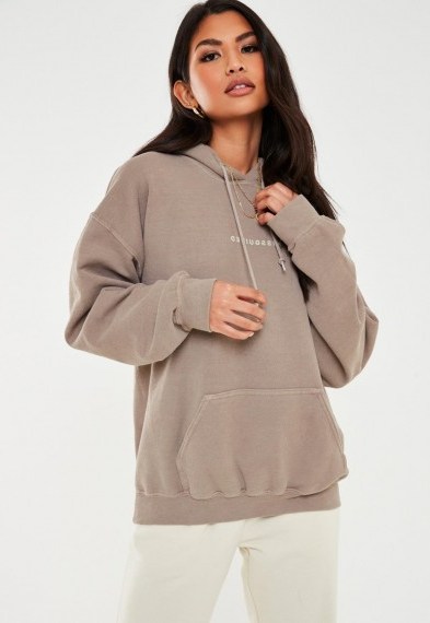 MISSGUIDED sand missguided drawstring washed hoodie - flipped