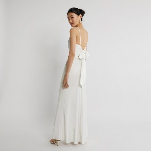 WAREHOUSE SATIN CAMI BRIDESMAID DRESS WHITE – bridesmaids slip dresses - flipped