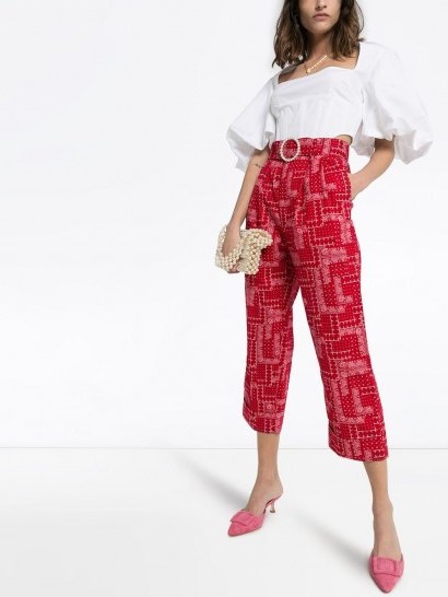 SHRIMPS Houston cropped patchwork-print cotton trousers – cropped paisley pants - flipped