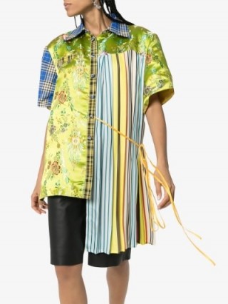 Shuting Qiu Asymmetric Printed Silk Shirt ~ multicoloured shirts