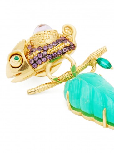 DANIELA VILLEGAS Sir Joseph Banks emerald & 18kt gold earrings ~ luxury insect themed jewllery