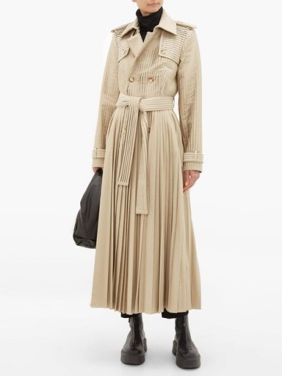 GABRIELA HEARST Stein pleated cotton-gabardine trench coat in beige | neutral coats - flipped