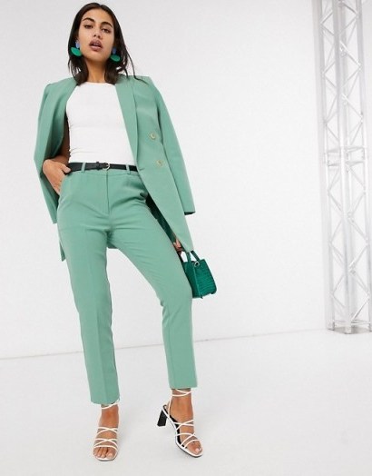 Stradivarious tailored set in green – trouser suit sets - flipped