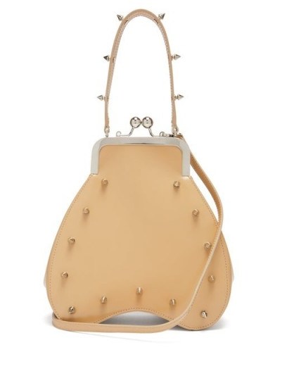 SIMONE ROCHA Studded leather handbag in beige / stud detail bag - flipped