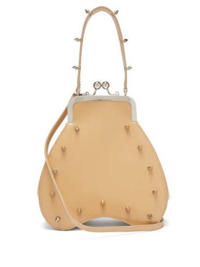 SIMONE ROCHA Studded leather handbag in beige / stud detail bag