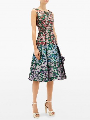 MARY KATRANTZOU Talon metallic floral-jacquard dress – sleeveless multicoloured fit and flare - flipped