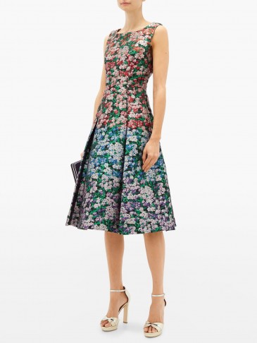 MARY KATRANTZOU Talon metallic floral-jacquard dress – sleeveless multicoloured fit and flare