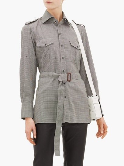 GIULIVA HERITAGE COLLECTION The Aurora belted houndstooth wool-twill shirt - flipped