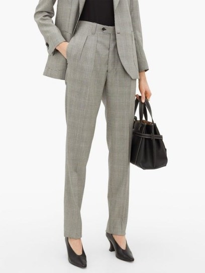 GIULIVA HERITAGE COLLECTION The Husband houndstooth virgin-wool trousers in grey / front pleated suit trousers - flipped