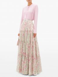 GIAMBATTISTA VALLI Tiered floral-print silk maxi skirt – ivory – matches fashion
