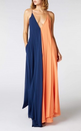 ROLAND MOURET TUSI GOWN in CLEMENTINE / NAVY ~ floaty boho style event gowns - flipped