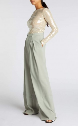 ROLAND MOURET VALENS TROUSER in SAGE ~ floaty wide leg trousers