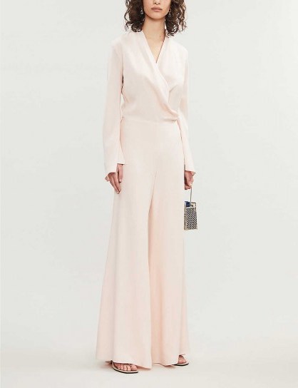 VANESSA COCCHIARO Betty wrap-over woven jumpsuit in nude pink - flipped