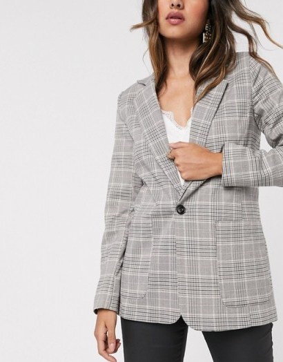 Vila tailored blazer in grey check / smart checked jackets - flipped