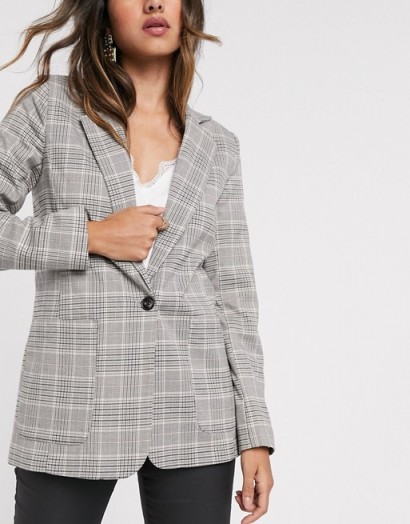 Vila tailored blazer in grey check / smart checked jackets