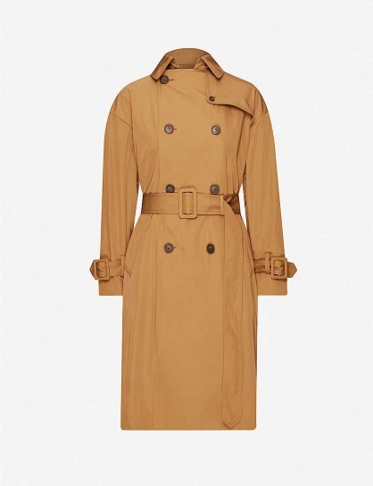 VINCE Belted double-breasted woven trench coat in tapenade - flipped