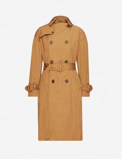 VINCE Belted double-breasted woven trench coat in tapenade