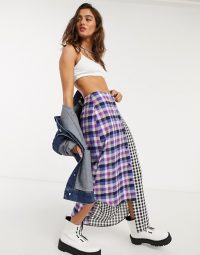 Vintage Supply deconstructed midaxi skirt in mixed check