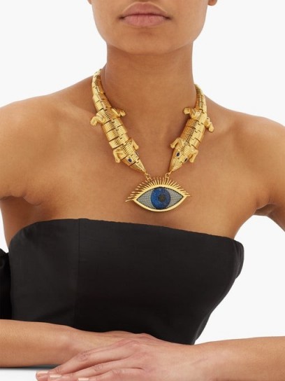 BEGUM KHAN Wallis 24kt gold-plated evil-eye necklace