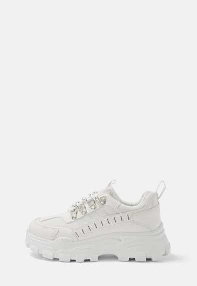 MISSGUIDED white cleated sole chunky trainers – sports fashion footwear - flipped