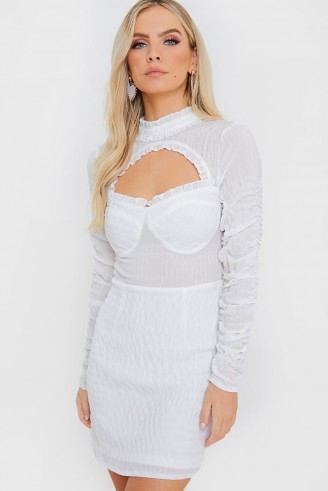 IN THE STYLE WHITE STRIPE CUPPED TIE BACK DRESS