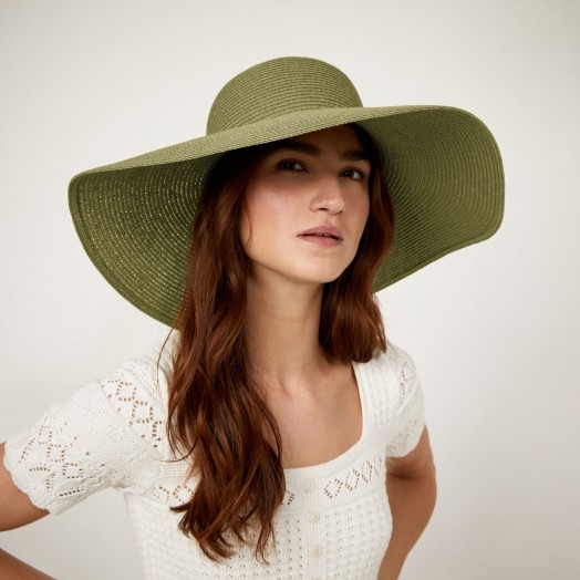 WAREHOUSE WIDE BRIM HAT LIGHT GREEN – hats – summer accessories