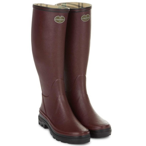 LE CHAMEAU WOMEN’S GIVERNY JERSEY LINED BOOT IN CHERRY / walking wellington boots / red wellingtons