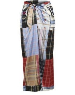 GANNI Long silk patchwork skirt | checked maxi skirts - flipped