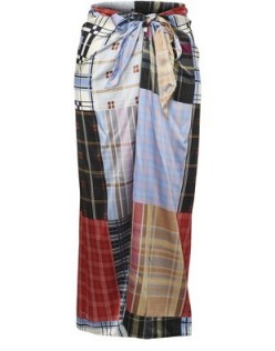 GANNI Long silk patchwork skirt | checked maxi skirts