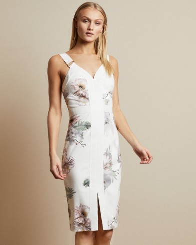TED BAKER HAARLOW Woodland bodycon dress in ivory / sleeveless party dresses