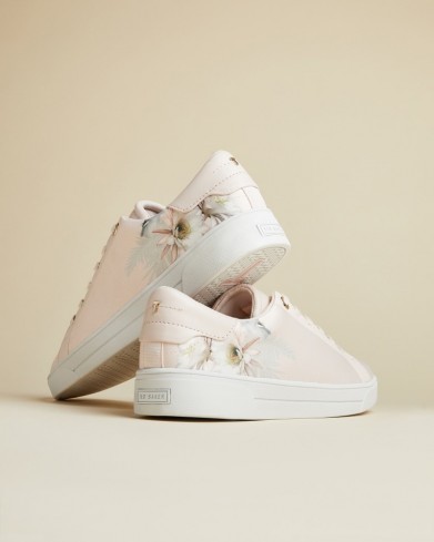 TED BAKER LYLAS Woodland cupsole trainers in light pink