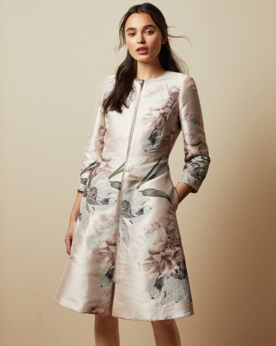 TED BAKER CONIIEY Woodland dress coat in pale pink / special occasion coats