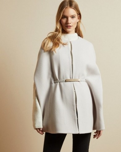 TED BAKER HALIAY Wool chevron cape in natural / neutral capes - flipped