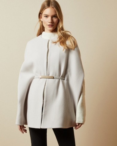 TED BAKER HALIAY Wool chevron cape in natural / neutral capes
