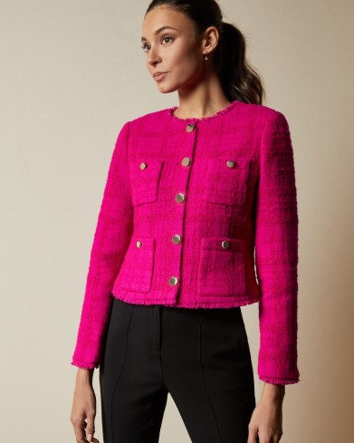 TED BAKER ILEX Wool jacket with patch pockets in bright pink / vintage style jackets