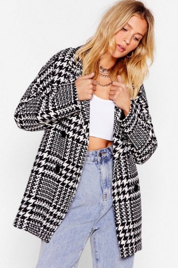 NASTY GAL Wool Out All the Stops Houndstooth Jacket in Black