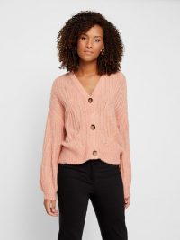 YAS WOOL-BLEND KNITTED CARDIGAN Pink / Coral Pink