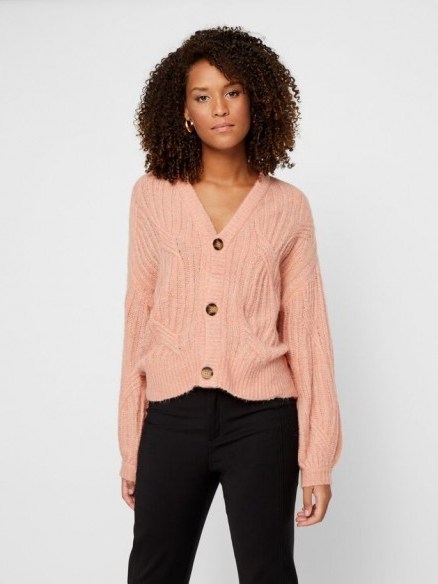 YAS WOOL-BLEND KNITTED CARDIGAN Pink / Coral Pink - flipped