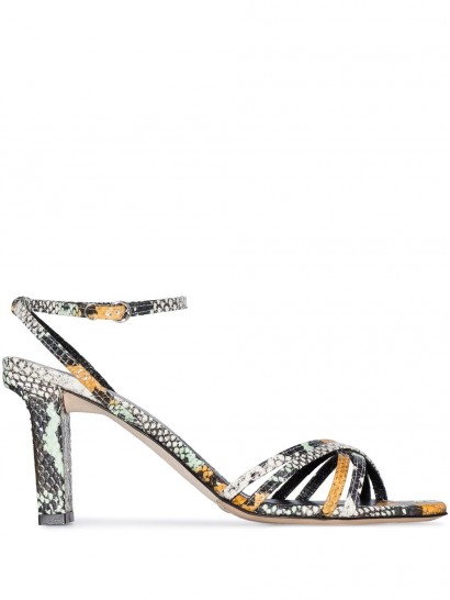 AEYDE Annabella 75mm snake-print leather sandals