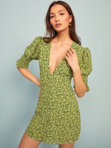 Reformation Alison Dress in Samantha | green puff sleeve dresses