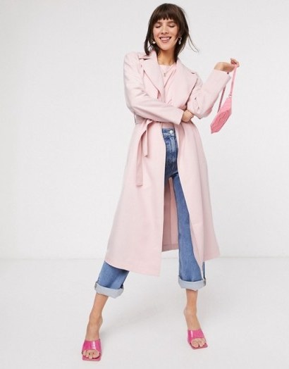 & Other Stories belted lightweight trench coat in pastel pink - flipped