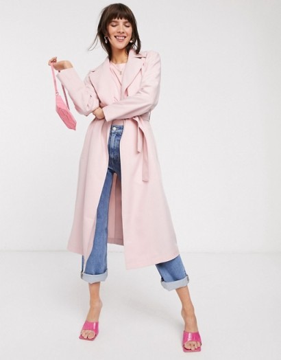 & Other Stories belted lightweight trench coat in pastel pink